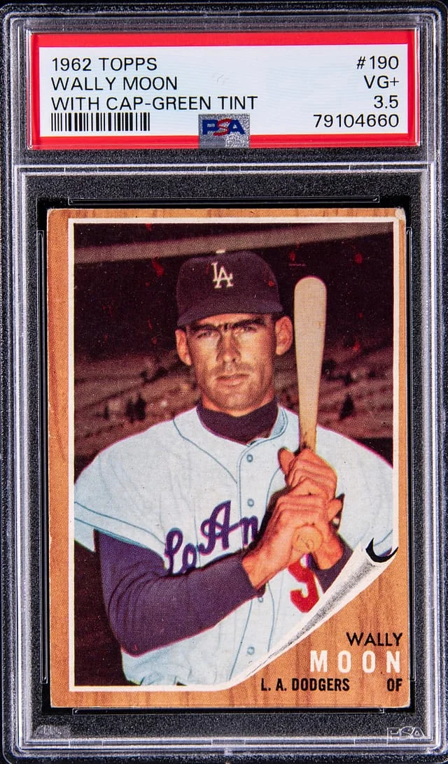 1962 Topps Wally Moon With Cap-Green Tint #190 card image