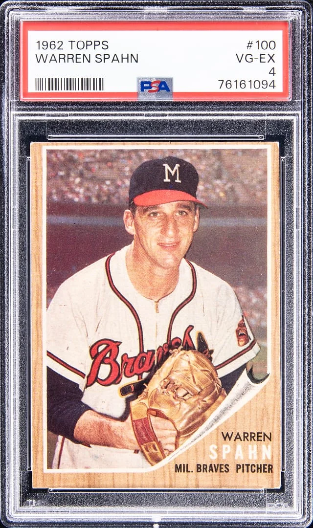 1962 Topps Warren Spahn #100 card image