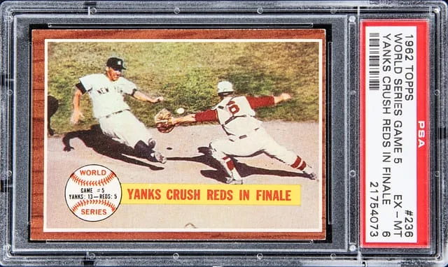 1962 Topps World Series Game 5 Yanks Crush Reds In Finale #236 card image
