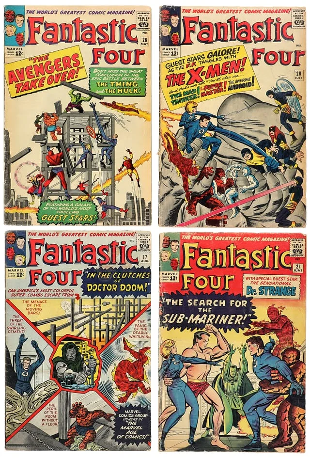1963-64 Marvel) 4 Books - Raw - Avengers vs. Fantastic Four, Full Cover Appearance of Doctor Strange #1st card image