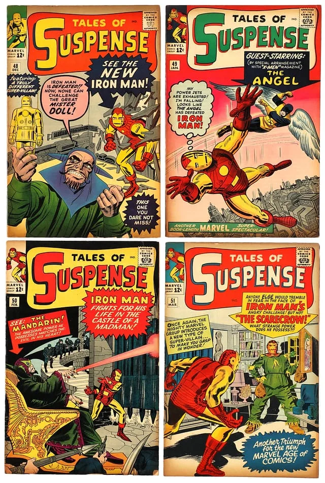 1963-64 Marvel) 4 Books - Raw - New Armor Designed by Steve Ditko, Appearance of the Mandarin #1st card image
