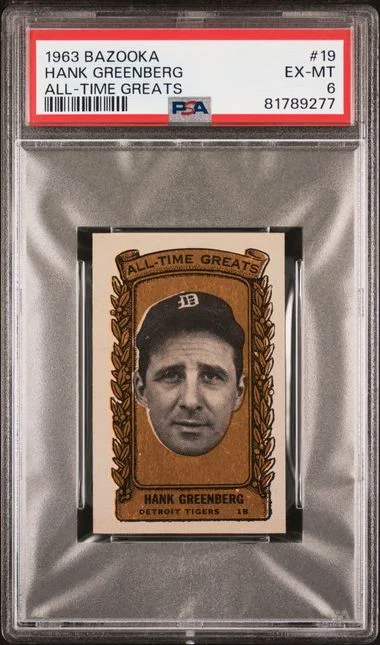 1963 Bazooka All-Time Greats Hank Greenberg #19 card image