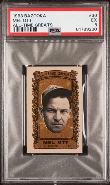 1963 Bazooka All-Time Greats Mel Ott #36 card image