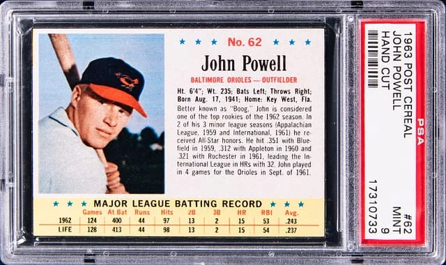 1963 Post Cereal Hand Cut John (Boog) Powell #62 card image