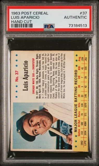 1963 Post Cereal Hand Cut Luis Aparicio #37 card image