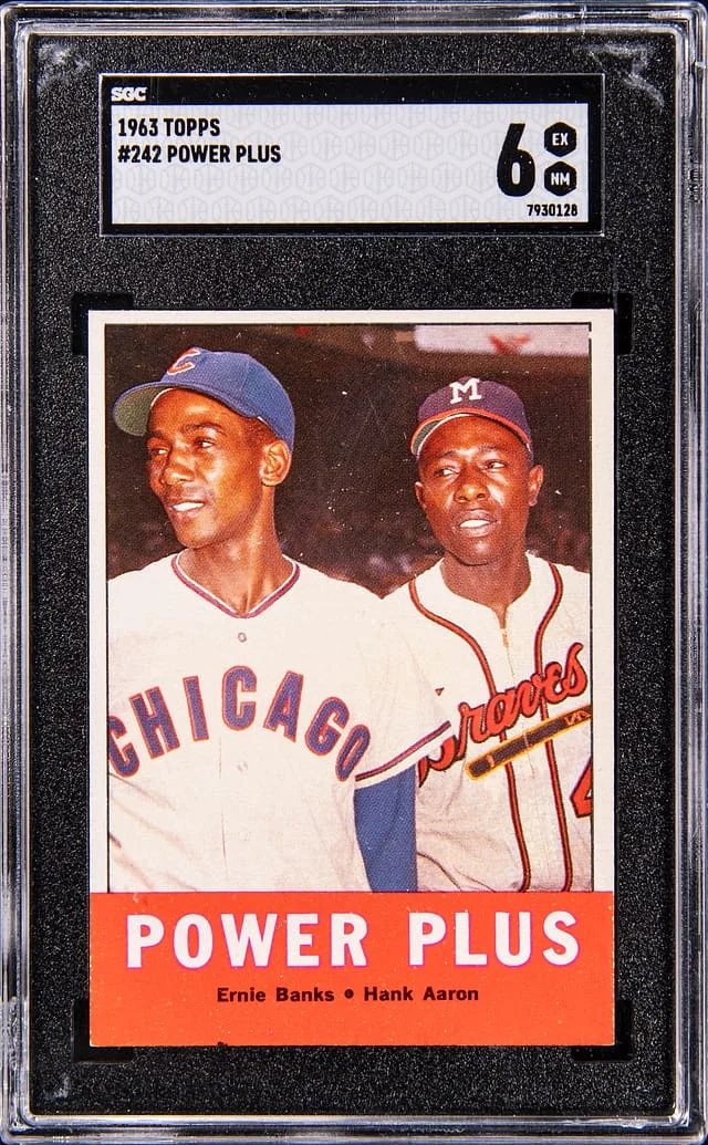 1963 Topps Ernie Banks, Hank Aaron Power Plus #242 card image
