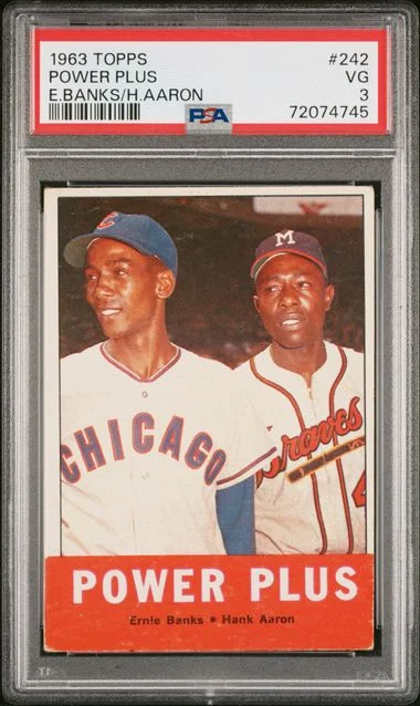 1963 Topps Ernie Banks/Hank Aaron Power Plus #242 card image