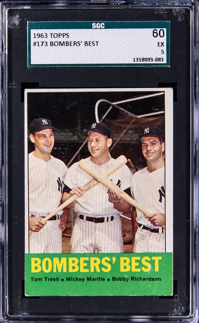 1963 Topps Mickey Mantle/Tom Tresh/Bobby Richardson Bomber's Best #173 card image