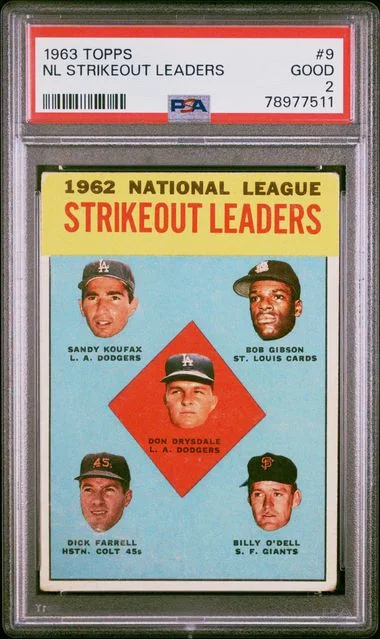 1963 Topps Nl Strikeout Leaders #9 card image
