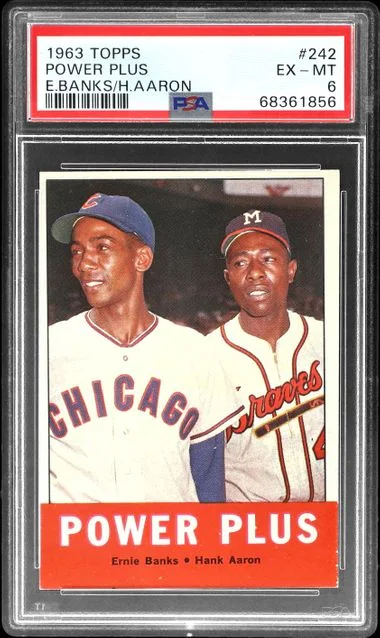 1963 Topps Power Plus E.Banks/H.Aaron #242 card image