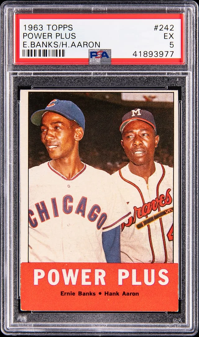 1963 Topps Power Plus Ernie Banks / Hank Aaron #242 card image