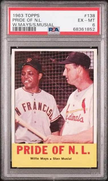 1963 Topps Pride Of N.L. Willie Mays/Stan Musial #138 #no-number card image