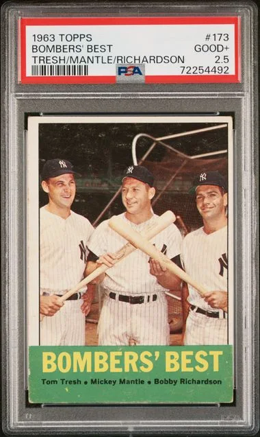 1963 Topps Tom Tresh/Mickey Mantle/Bobby Richardson Bombers' Best #173 card image