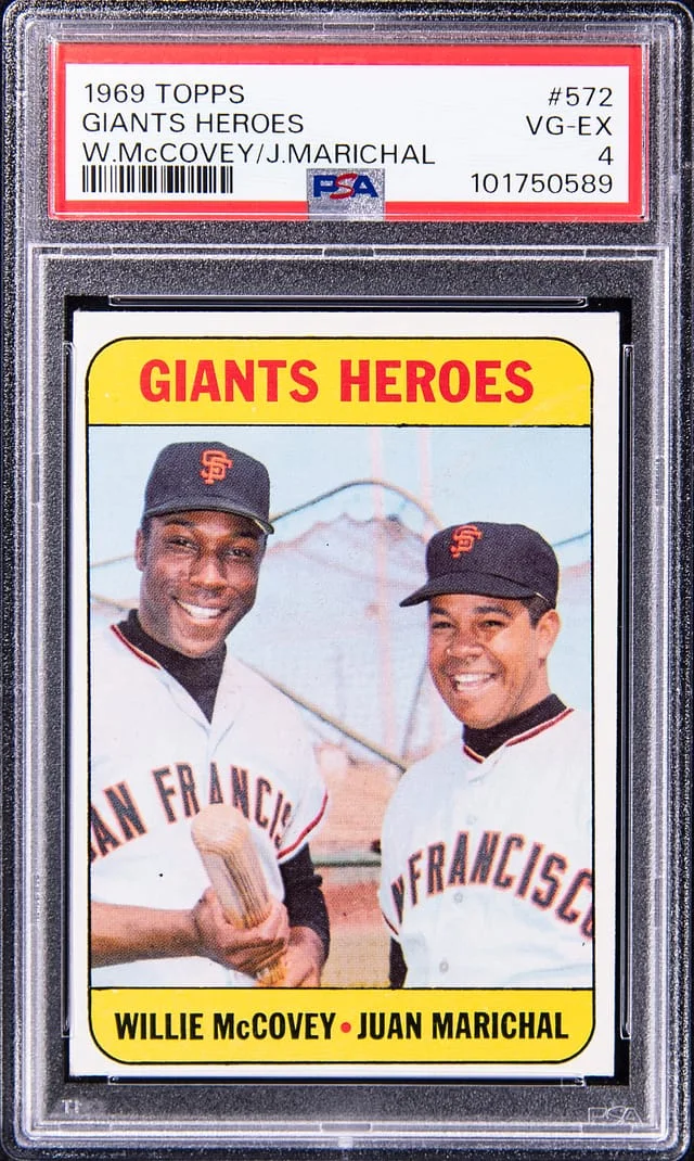 1963 Topps Willie McCovey/Juan Marichal Giants Heroes #572 card image