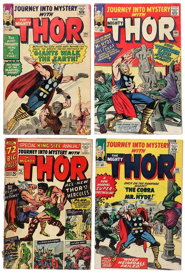 1964-65 Marvel) 4 Books - Raw - 1st Appearance of Hercules, Zeus, Appearance of Enchantress #2nd card image