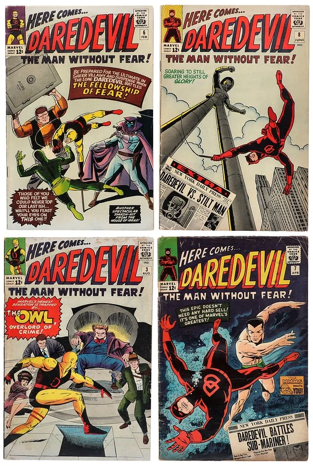 1964-65 Marvel) 4 Books - Raw - 1st Appearance, Origin of Owl, 3rd Appearance Daredevil, 1st Appearance Mr. Fear, Zoltan Drago, Debut of Daredevil's Red Suit, Appearance, Origin of Stilt-Man #1st card image