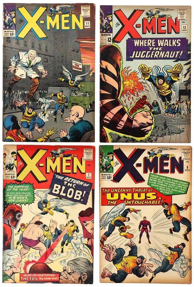 1964-65 Marvel) 4 Books - Raw - 2nd Appearance of the Blob, Juggernaut, Appearance of Cerebro, Unus the Untouchable #1st card image