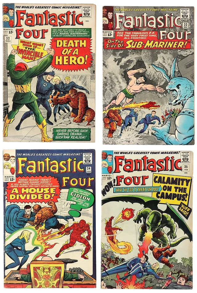 1964-65 Marvel) 4 Books - Raw - Death of Dr. Franklin Storm (Father of Sue and Johnny), 1st Appearance of Attuma, Dragon Man, Appearance of Diablo #2nd card image