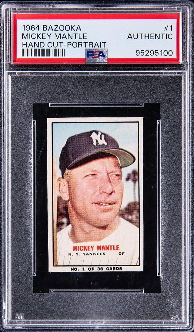 1964 Bazooka Hand Cut Portrait Mickey Mantle #1 card image