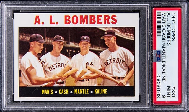 1964 Topps A.L. Bombers Maris/Cash/Mantle/Kaline #331 card image