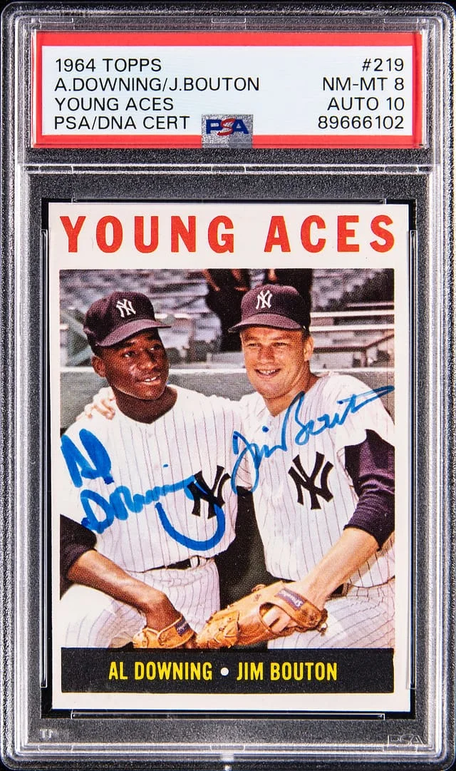 1964 Topps Al Downing/Jim Bouton Young Aces #219 card image