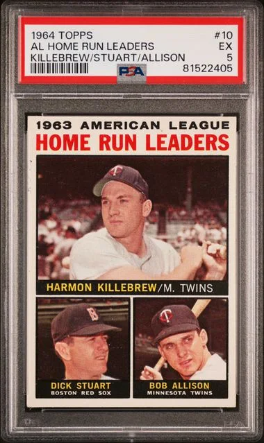 1964 Topps Al Home Run Leaders Killebrew/Stuart/Allison #10 card image