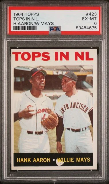 1964 Topps H.Aaron/W.Mays Tops In N.L. #423 card image