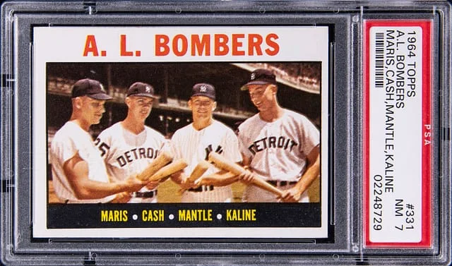 1964 Topps Mantle/Maris/Cash/Kaline AL Bombers #331 card image