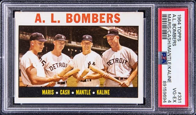 1964 Topps Maris/Cash/Mantle/Kaline A.L. Bombers #331 card image