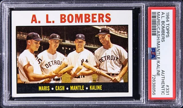 1964 Topps Roger Maris, Mickey Mantle, Norm Cash, Al Kaline A.L Bombers #331 card image