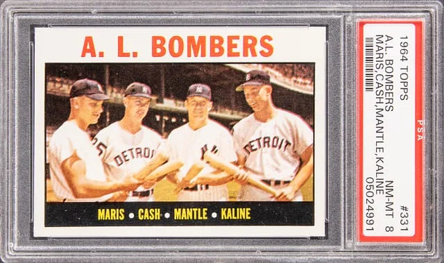 1964 Topps Roger Maris, Norm Cash, Mickey Mantle, Al Kaline A.L. Bombers #331 card image