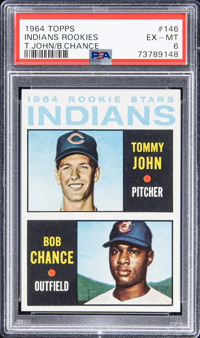 1964 Topps Tommy John/Bob Chance Indians Rookies #146 card image