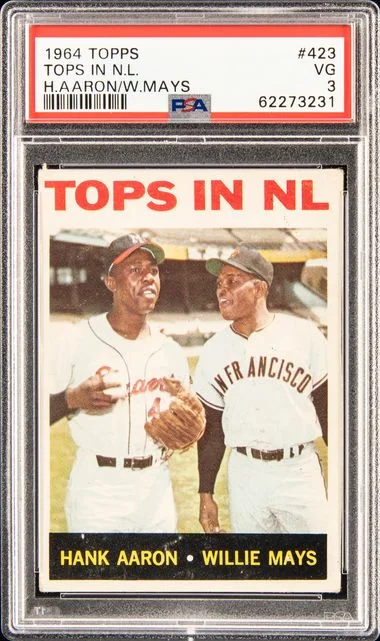 1964 Topps Tops In N.L. H.Aaron/W.Mays #423 card image