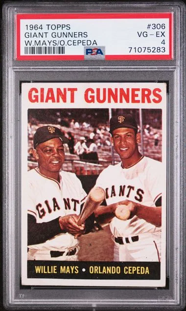 1964 Topps Willie Mays/Orlando Cepeda Giant Gunners #306 card image