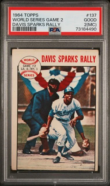 1964 Topps World Series Game 2 Davis Sparks Rally #137 card image