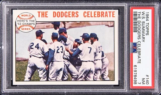 1964 Topps World Series Summary The Dodgers Celebrate #140 card image