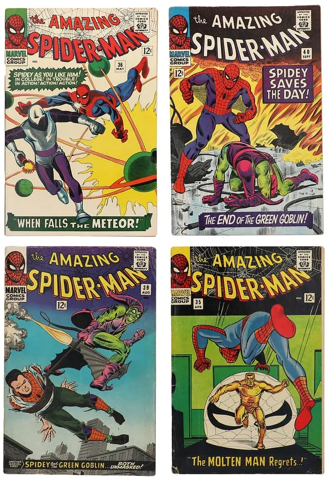 1965-66 Marvel) 4 Books - Raw - 1st Appearance of Looter, Appearance of Molten Man, Origin of Green Goblin #2nd card image