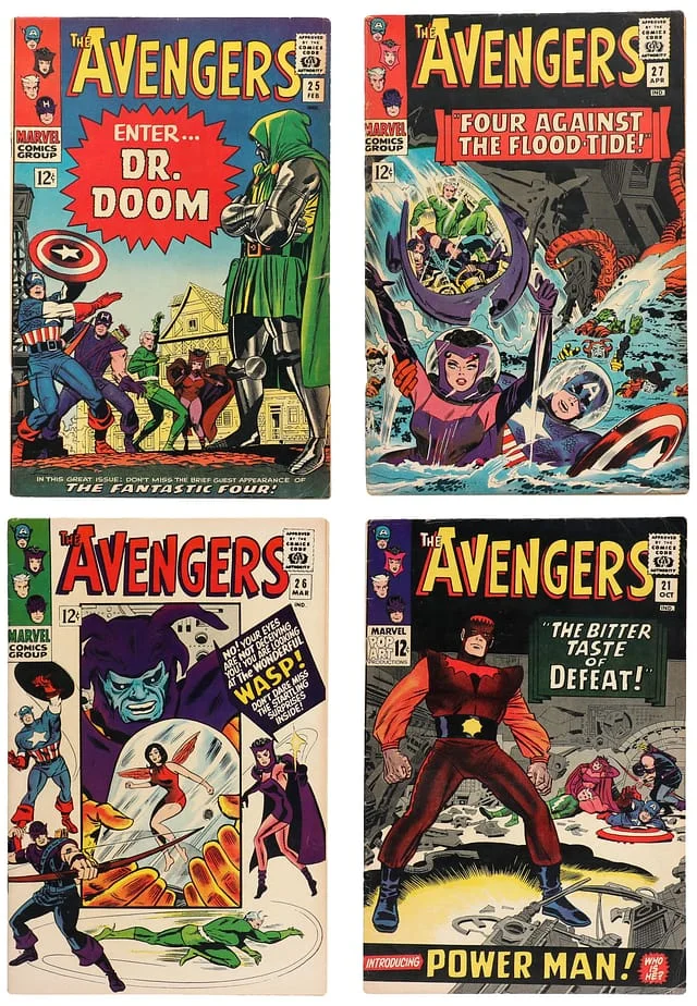 1965-66 Marvel) 4 Books - Raw - 1st Battle of Avengers vs. Doctor Doom, Appearance of Power Man #1st card image