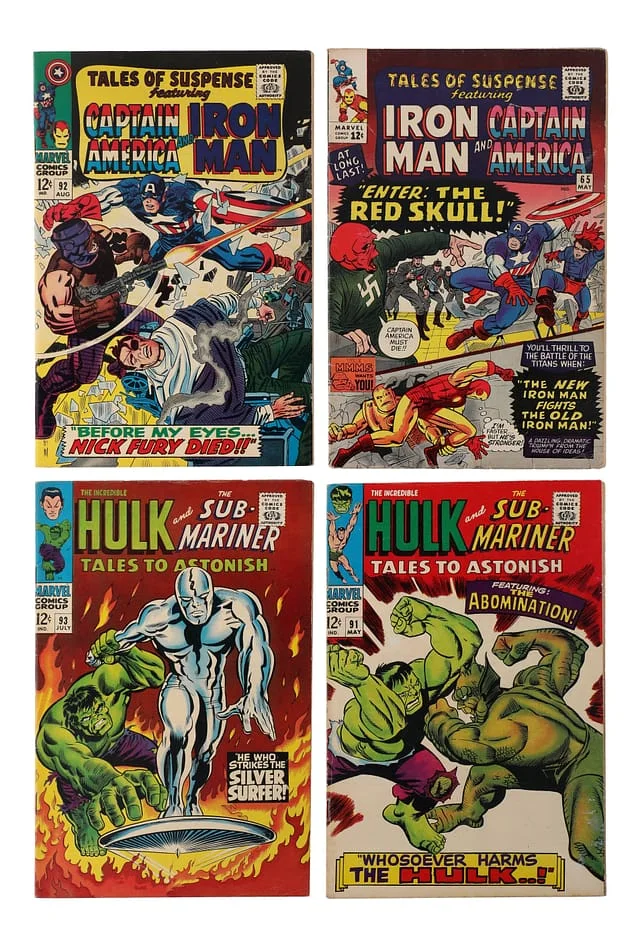 1965-67 Marvel) 4 Books - Raw - 1st Appearance of Red Skull in Silver Age, Appearance of Abomination #2nd card image