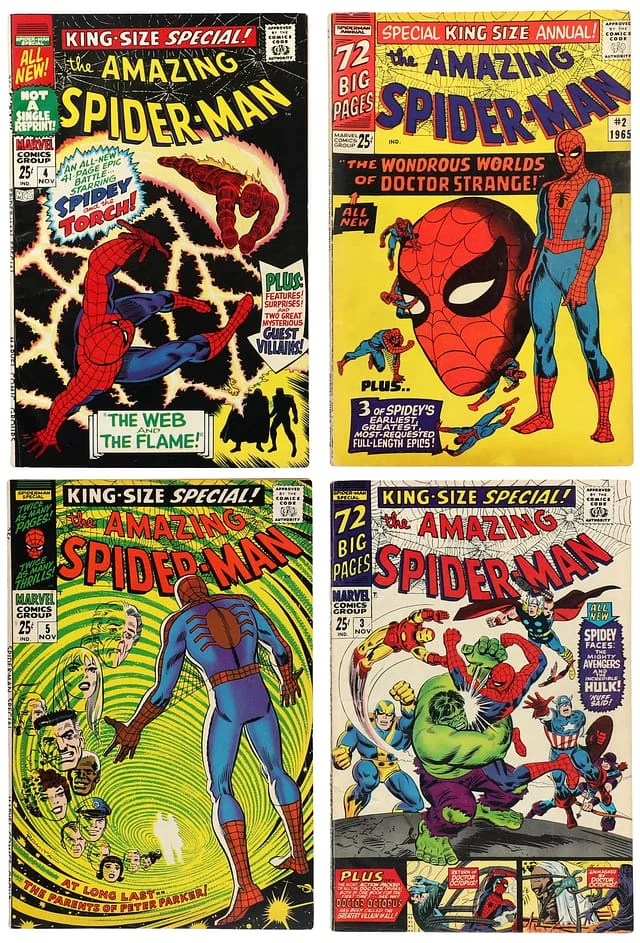 1965-68 Marvel) 4 Books - Raw - 1st Meeting of Spider-Man, Doctor Strange, 1st Appearance of Richard, Mary Parker, Parents of Peter Parker, Appearance of Mysterio in Costume #3rd card image