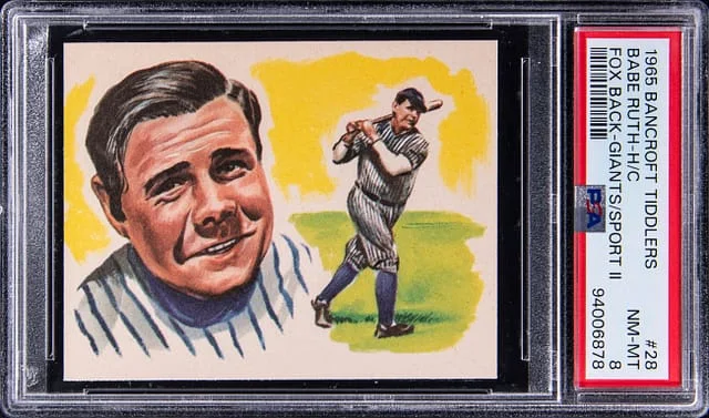 1965 Bancroft Tiddlers Giants of Sport, Hand Cut Babe Ruth, Fox Back #28 card image