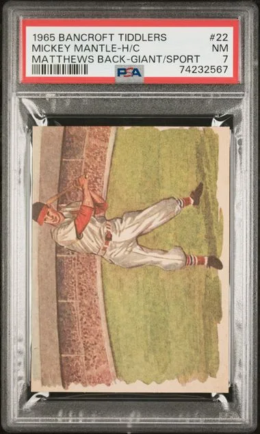 1965 Bancroft Tiddlers Giants Of Sport-Hand Cut Matthews Back Mickey Mantle #22 card image