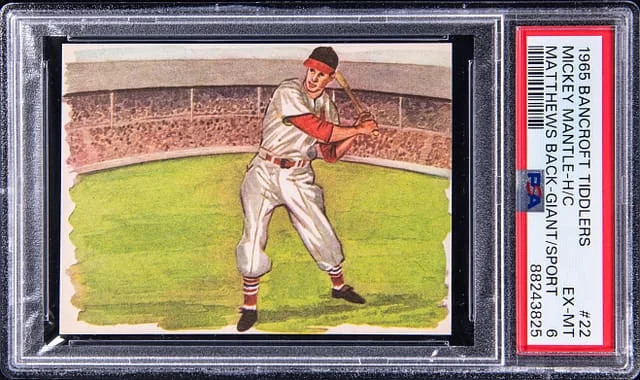 1965 Bancroft Tiddlers Giants of Sport, Hand Cut Mickey Mantle/Front #22 card image