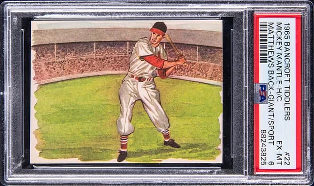 1965 Bancroft Tiddlers Matthews Back-Giant/Sport Mickey Mantle Hand-Cut #22 card image