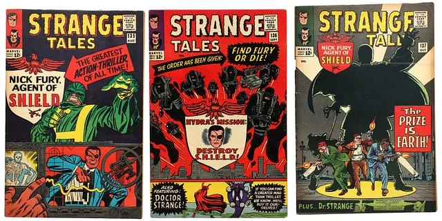 1965 Marvel) 3 Books - Raw - Nick Fury Becomes an Agent of SHIELD, Team Appearance of SHIELD, Hydra #1st card image