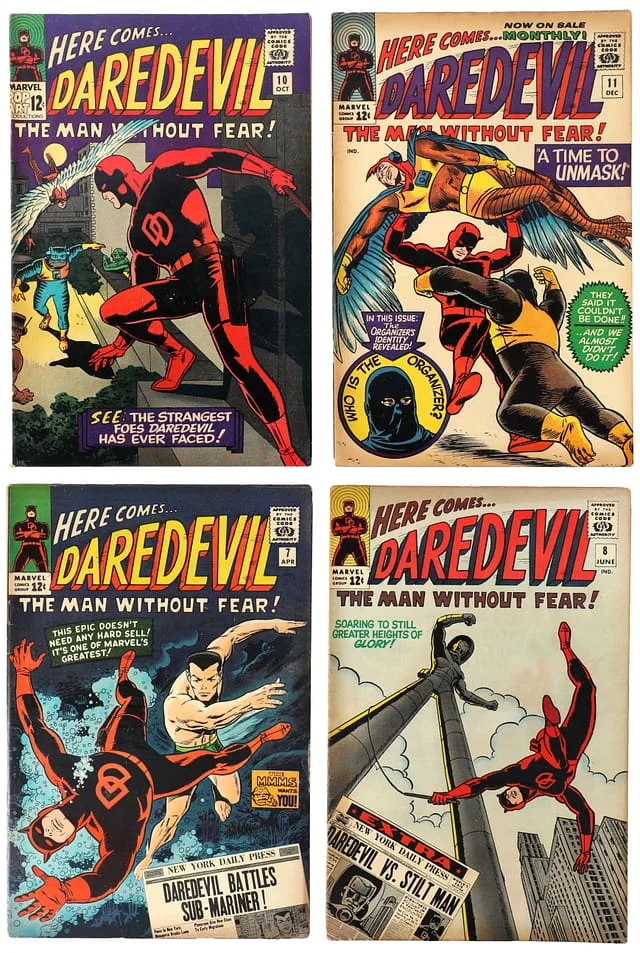 1965 Marvel) 4 Books - Raw - 1st Appearance, Origin of Stilt-Man, Debut of Daredevil's Red Suit, Team Appearance of the Ani-Men #1st card image