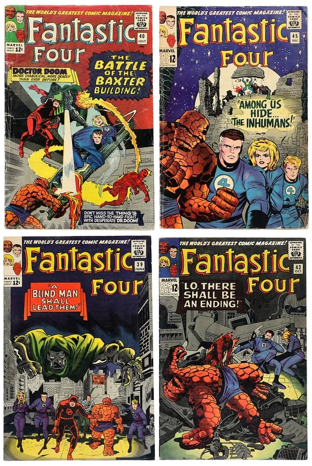 1965 Marvel) 4 Books - Raw - Jack Kirby/Wally Wood/Chic Stone Doctor Doom Cover Art, Appearance of the Inhumans, Lockjaw #1st card image