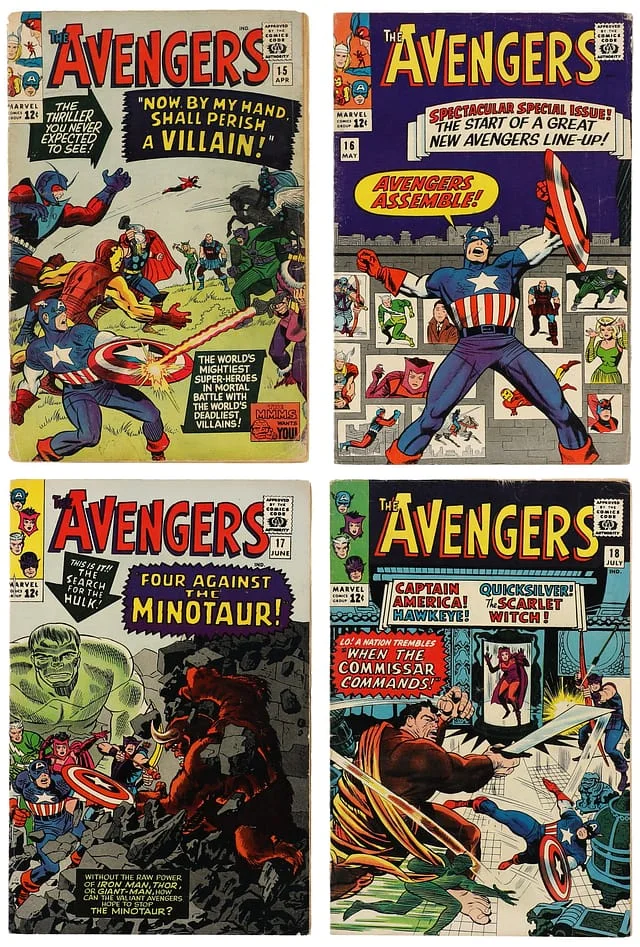 1965 Marvel) Books - Raw - New Avengers Team (Hawkeye, Scarlet Witch, Quicksilver Join The Avengers), Death of Baron Zemo #4 card image