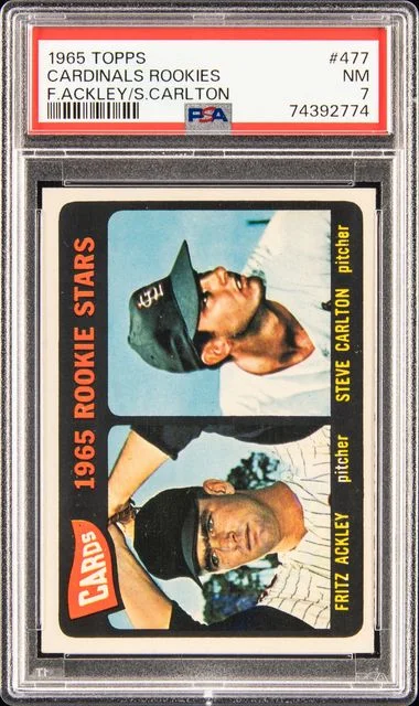 1965 Topps Cardinals F.Ackley/Steve Carlton Rookies #477 card image