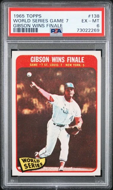 1965 Topps Gibson Wins Finale World Series Game 7 #138 card image